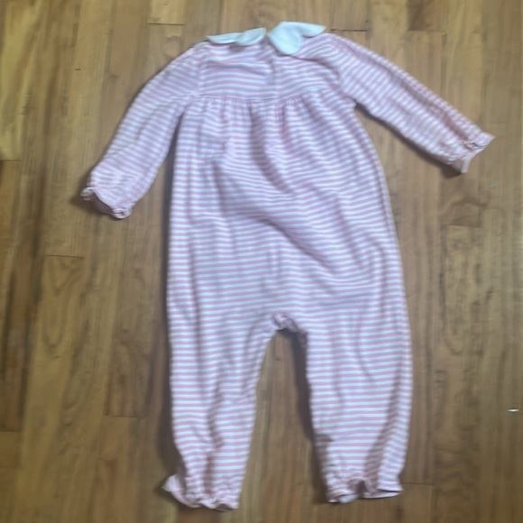 Monogrammed “M” pink and white stripe size 3T toddler pajamas snap legs, used - Picture 5 of 5